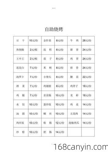 自助烧烤_自助烧烤菜品清单